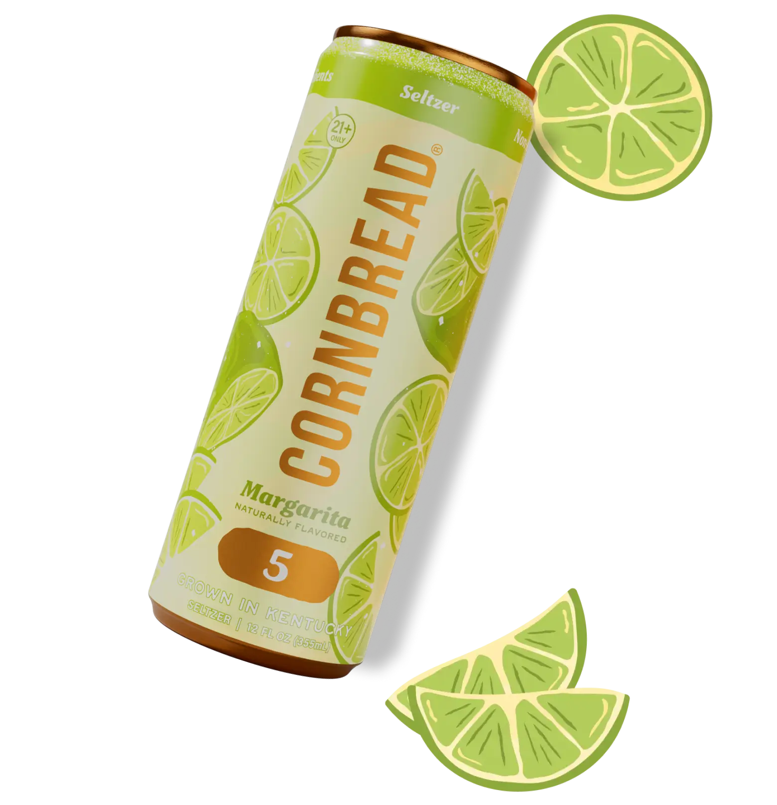 Margarita infused Seltzer can with lime slices